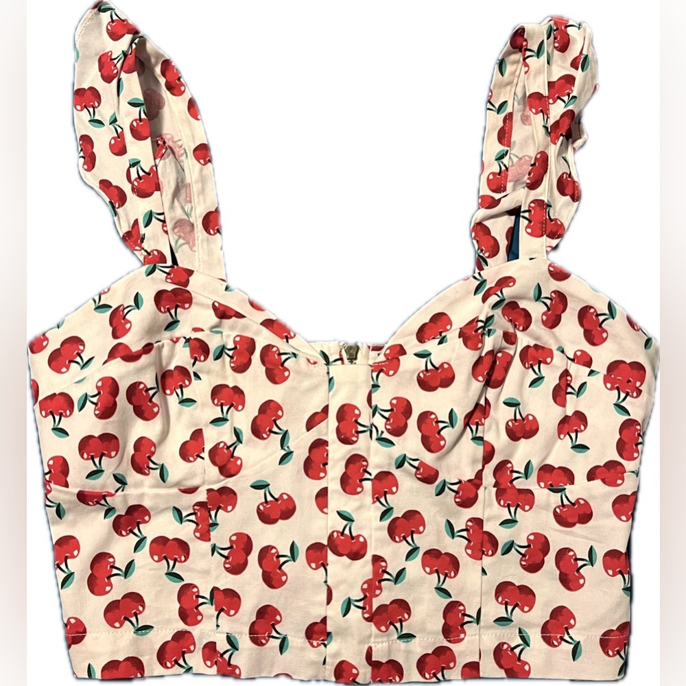 Sugar Lips Cherry Print Crop Top Size S